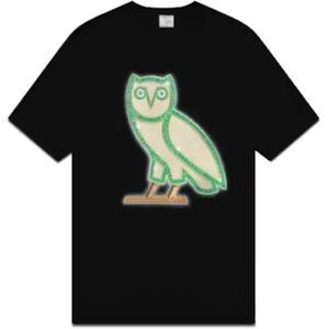OVO Black Tee with Green Owl Graphic